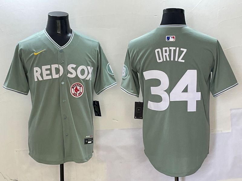 Men Boston Red Sox #34 Ortiz Green Joint Name Game Nike 2025 MLB Jersey style 8